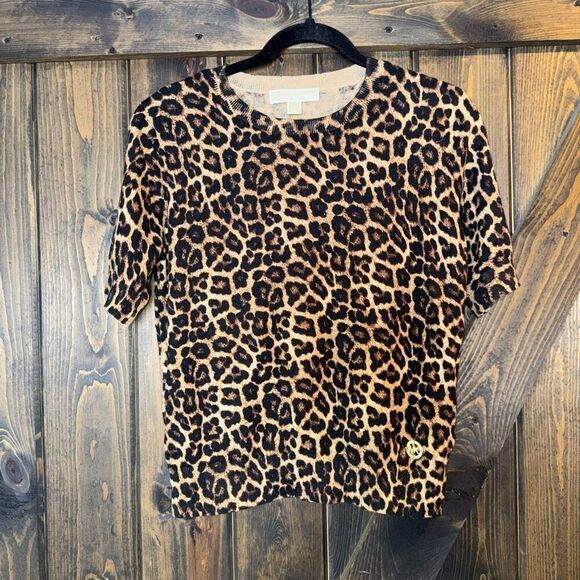 MICHAEL KORS Animal Print KNIT TOP SWEATER - Picture 1 of 5